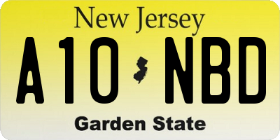 NJ license plate A10NBD