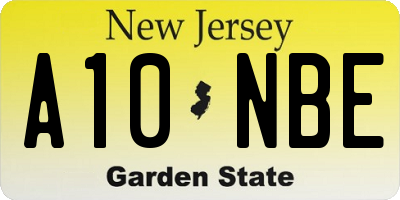 NJ license plate A10NBE