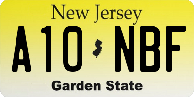 NJ license plate A10NBF