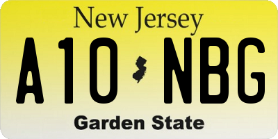 NJ license plate A10NBG