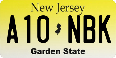 NJ license plate A10NBK