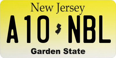 NJ license plate A10NBL