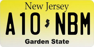 NJ license plate A10NBM