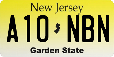 NJ license plate A10NBN