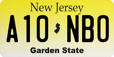 NJ license plate A10NBO