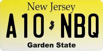 NJ license plate A10NBQ