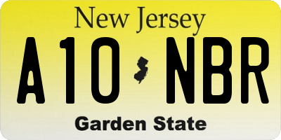 NJ license plate A10NBR