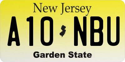 NJ license plate A10NBU