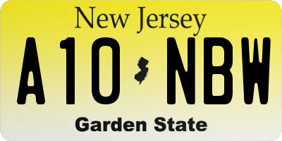 NJ license plate A10NBW