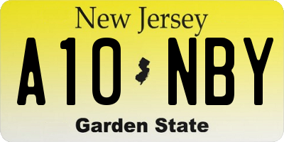 NJ license plate A10NBY