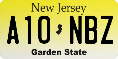 NJ license plate A10NBZ