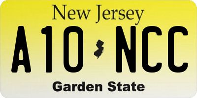 NJ license plate A10NCC