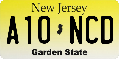 NJ license plate A10NCD