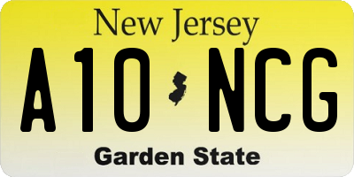 NJ license plate A10NCG