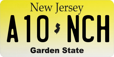 NJ license plate A10NCH