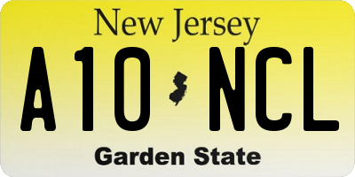 NJ license plate A10NCL