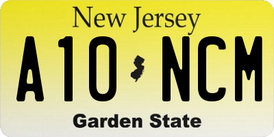 NJ license plate A10NCM