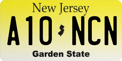 NJ license plate A10NCN