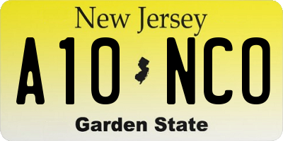 NJ license plate A10NCO