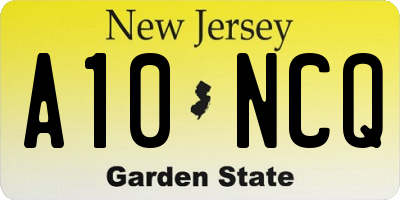 NJ license plate A10NCQ