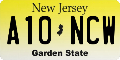 NJ license plate A10NCW