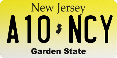 NJ license plate A10NCY