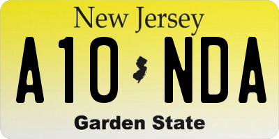 NJ license plate A10NDA