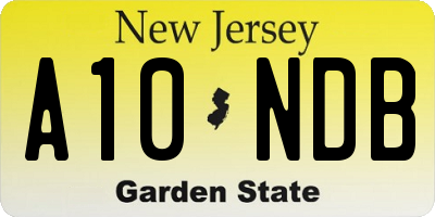 NJ license plate A10NDB