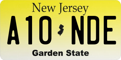 NJ license plate A10NDE