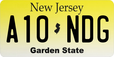 NJ license plate A10NDG