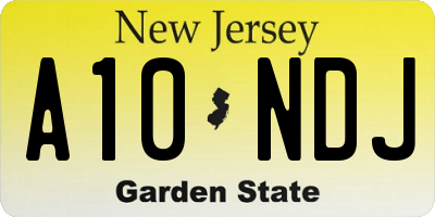 NJ license plate A10NDJ