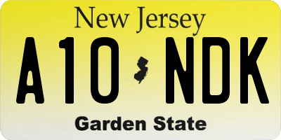 NJ license plate A10NDK