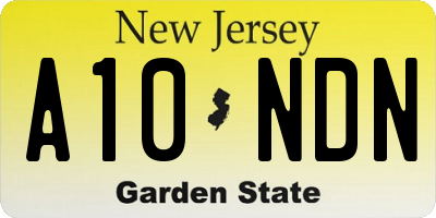 NJ license plate A10NDN