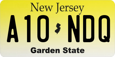 NJ license plate A10NDQ