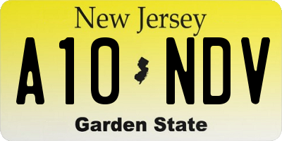 NJ license plate A10NDV