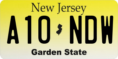 NJ license plate A10NDW