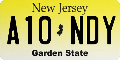 NJ license plate A10NDY