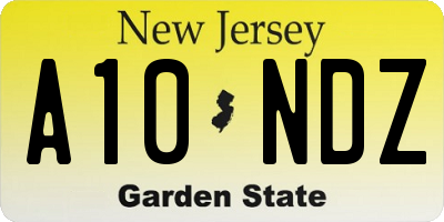 NJ license plate A10NDZ