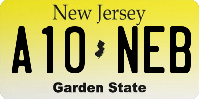 NJ license plate A10NEB