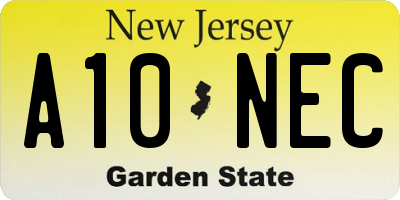 NJ license plate A10NEC