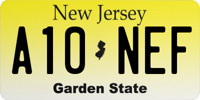 NJ license plate A10NEF