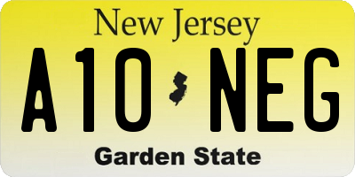 NJ license plate A10NEG