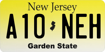 NJ license plate A10NEH