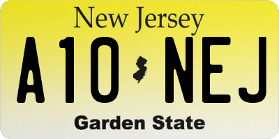 NJ license plate A10NEJ