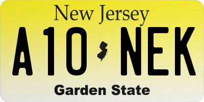 NJ license plate A10NEK