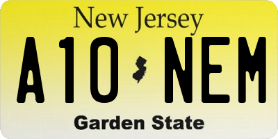 NJ license plate A10NEM