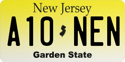 NJ license plate A10NEN