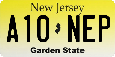 NJ license plate A10NEP