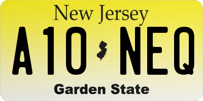 NJ license plate A10NEQ