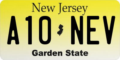 NJ license plate A10NEV